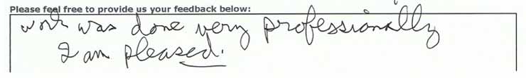 Work was done very professionally I am pleased.